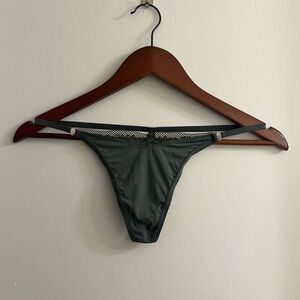green silky thong